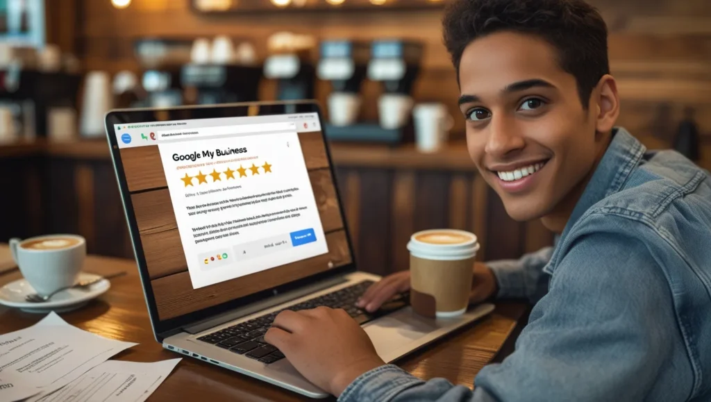 Customer leaving a review on Google My Business