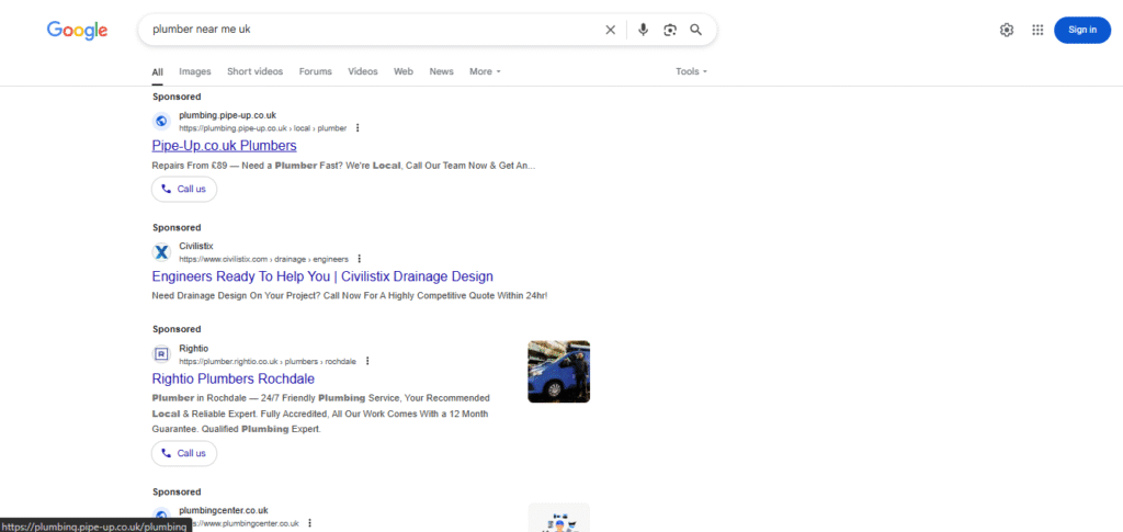 Example of a compelling Google Ad