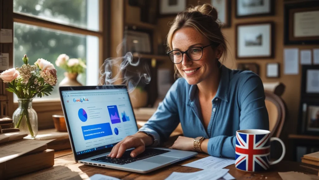 Small business owner using Google Ads