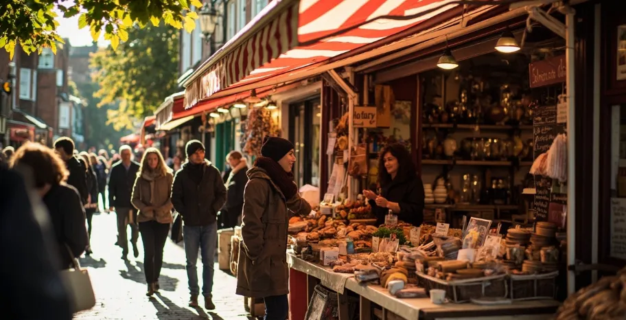 Small business stall at a UK local market.