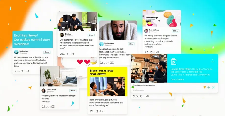 Collage of social media posts from a UK small business.