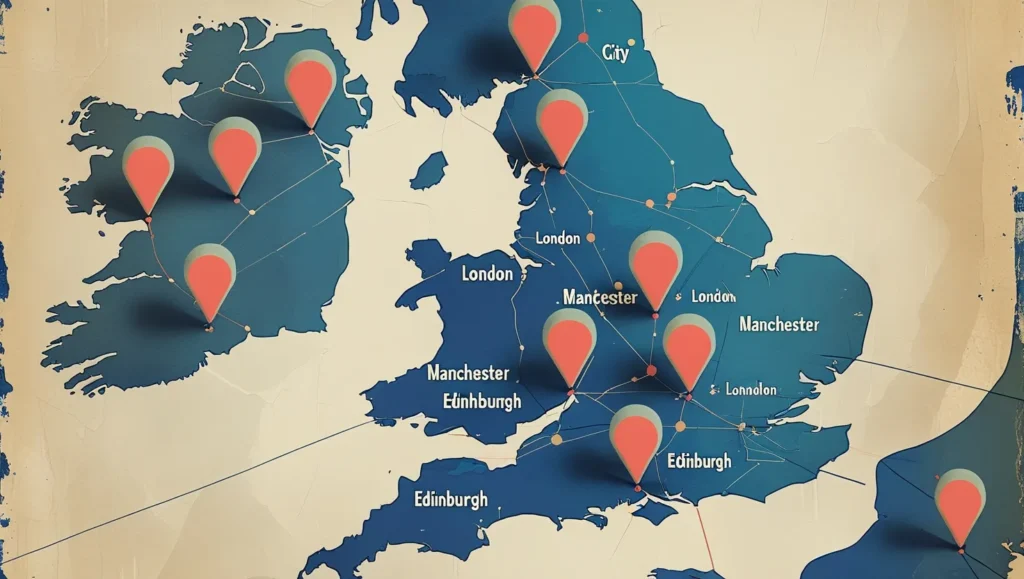 Map showing location targeting in the UK