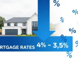 Barclays mortgage rates dropping with downward arrow and UK house