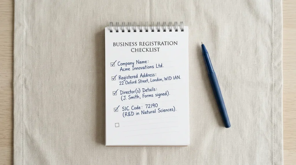  Pre-registration checklist for setting up a UK limited company