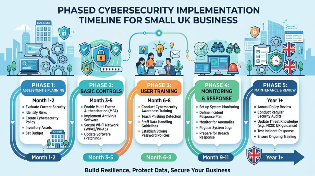 Phased approach to cybersecurity for small business UK
