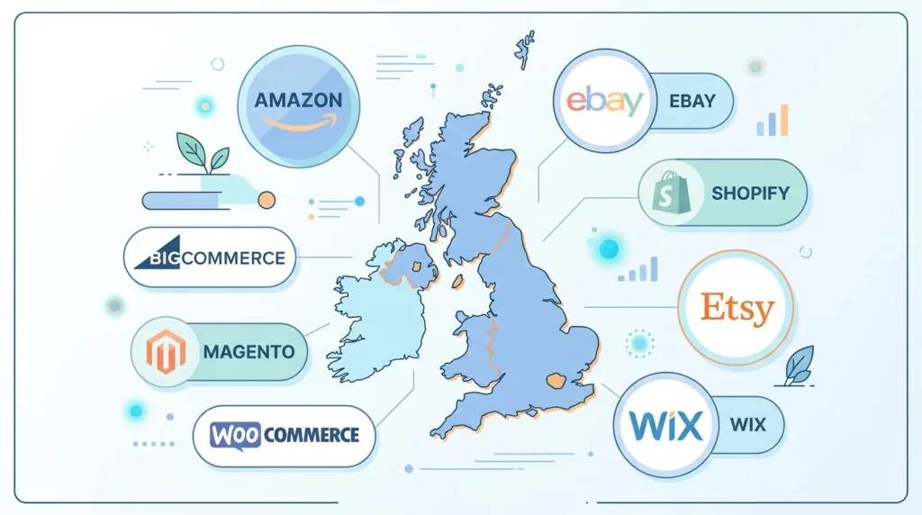 Comparison chart of the best ecommerce platforms for UK small businesses