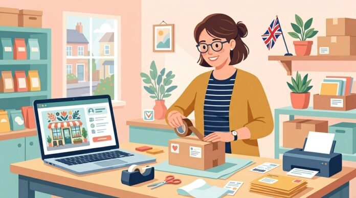 UK small business owner setting up an online store on the best ecommerce platform
