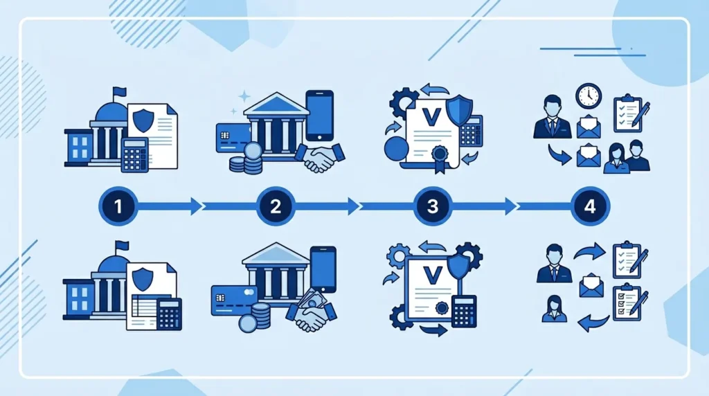 Post-incorporation steps for a new UK limited company including HMRC registration and business bank account