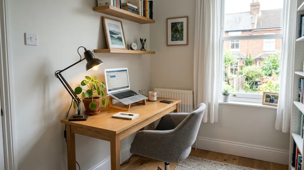 Home office workspace used to calculate working from home business expenses