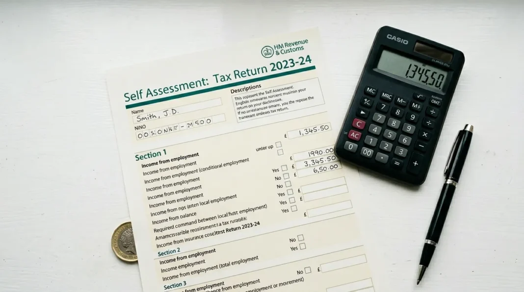 UK corporation tax rate 2025/26 — tax document, calculator and pen on a white desk