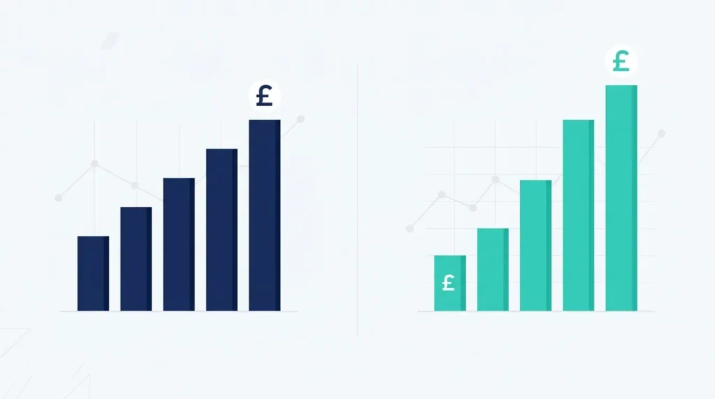 Illustration comparing UK trade mark Standard and Right Start application cost paths