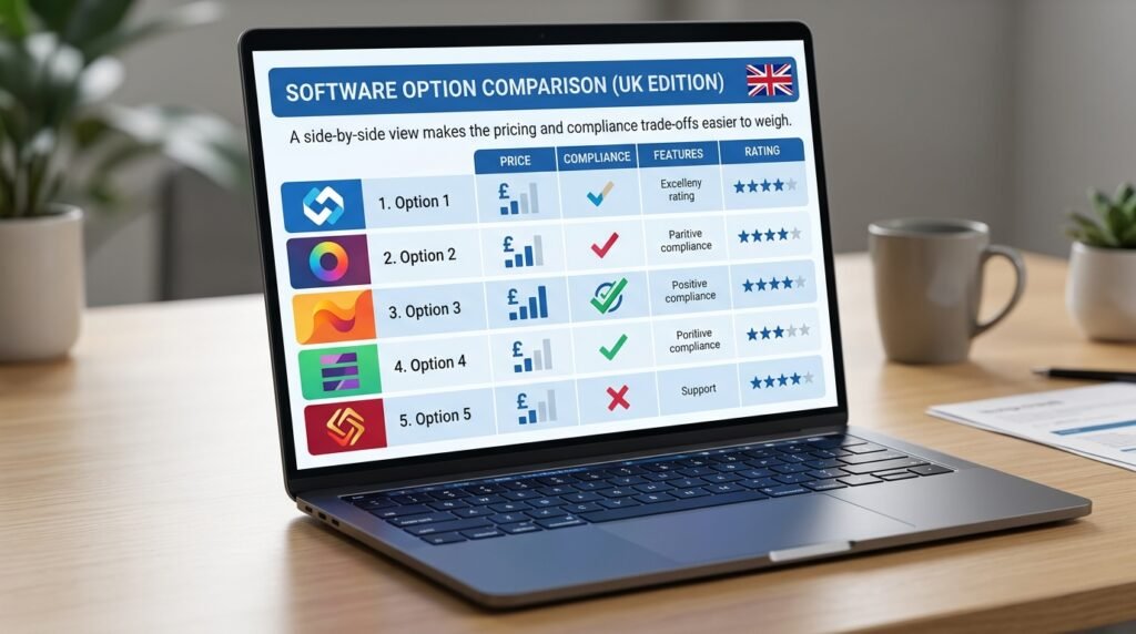 Comparison table of top live chat software options for UK small businesses