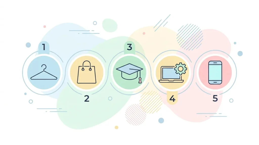 Icons representing common UK Nice Classification trade mark classes for small businesses