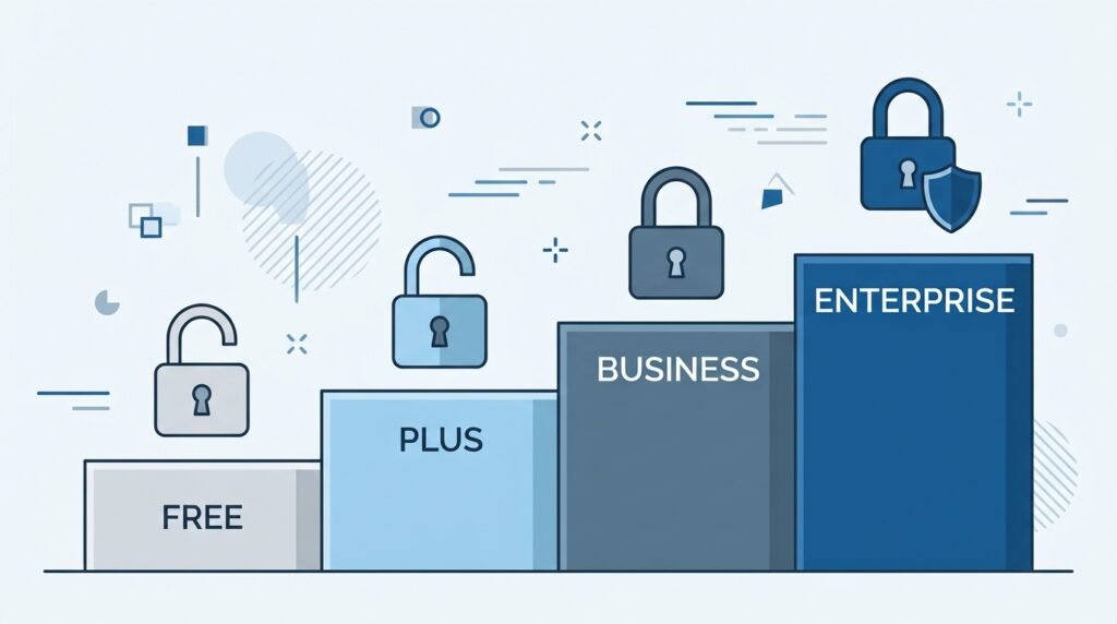 Comparison of ChatGPT Free, Plus, Business, and Enterprise plans for UK businesses