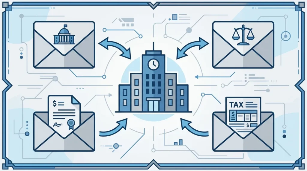  Diagram showing official mail types delivered to a UK company's registered office address