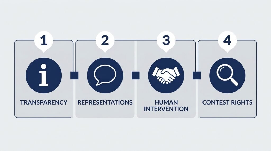 DUAA 2025 automated decision-making safeguards flowchart for UK small businesses