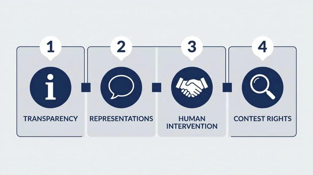 DUAA 2025 automated decision-making safeguards flowchart for UK small businesses