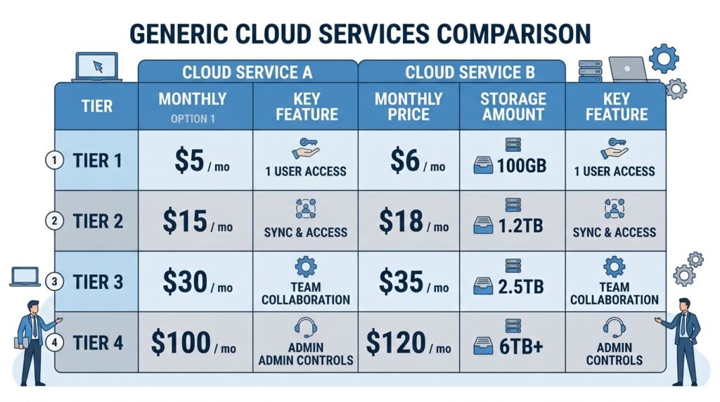 Table comparing 2026 UK monthly pricing for Google Workspace and Microsoft 365 business plans