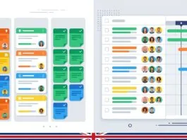 Asana vs Trello for UK Small Businesses: Which Wins? Asana vs Trello comparison illustration showing a Kanban board next to a structured task timeline for UK small businesses