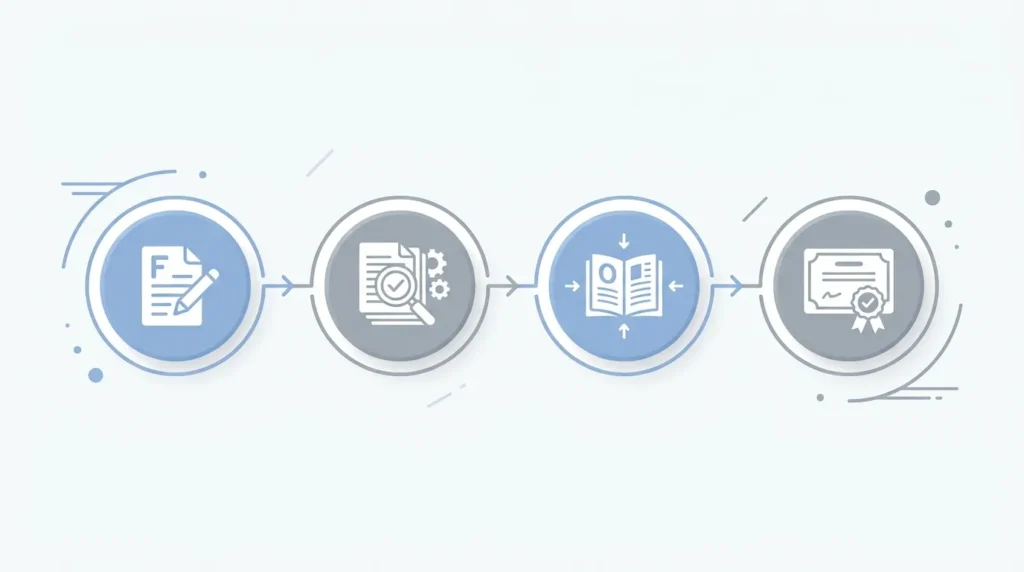 Timeline showing the stages of a UK trade mark application from filing to registration
