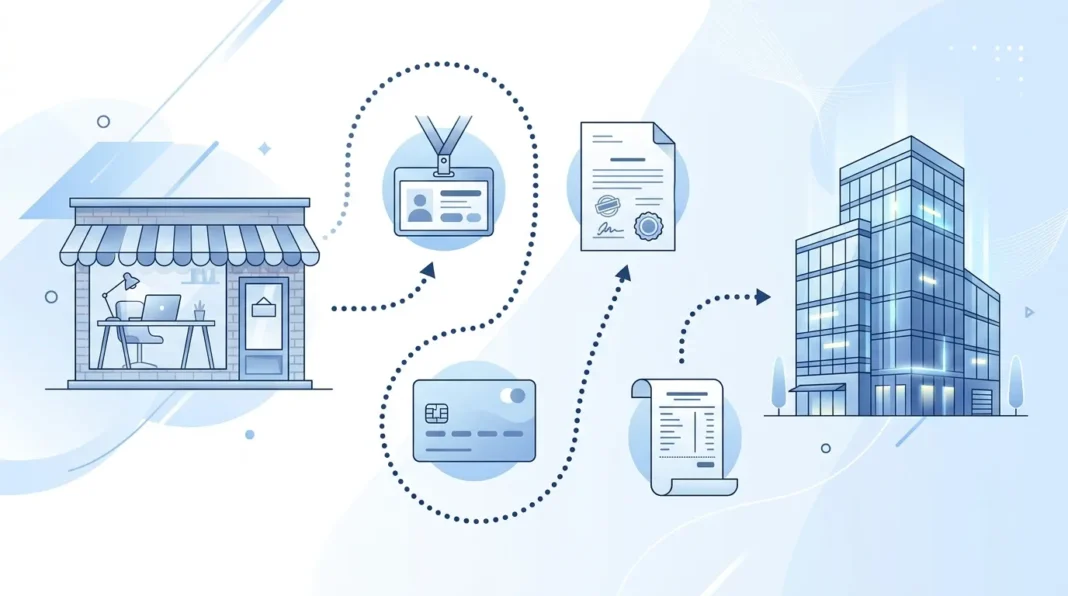 Illustration showing the transition process from UK sole trader to registered limited company.