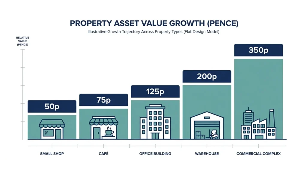 Infographic showing Englandโs five business rates multipliers for 2026 to 2027