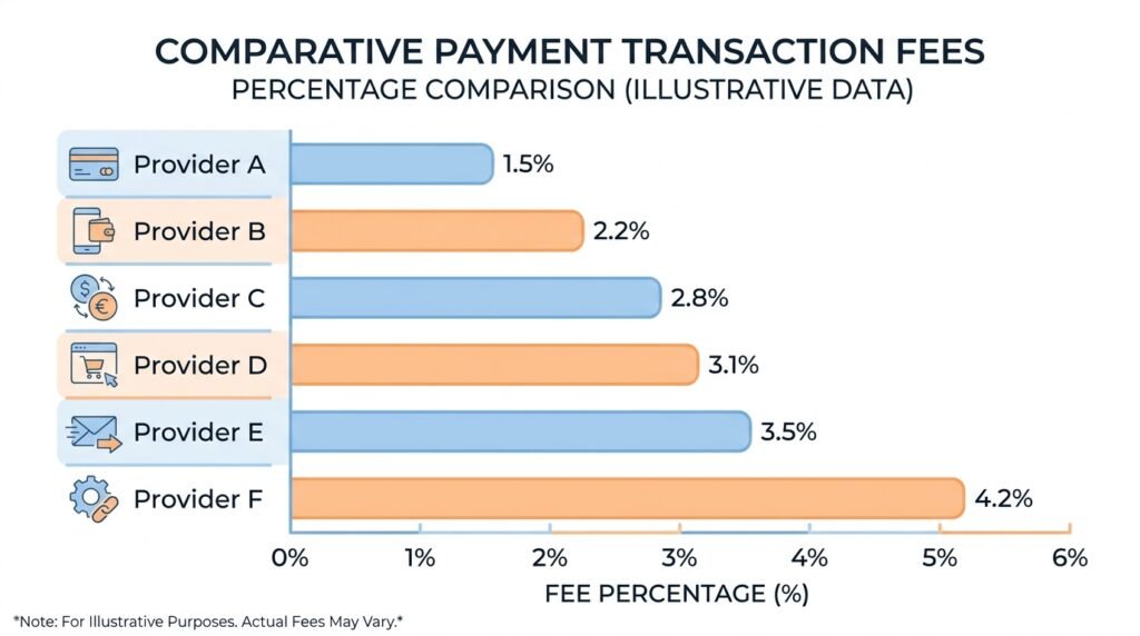 Bar chart comparing UK payment gateway transaction fee percentages