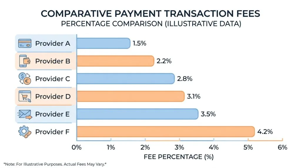 Bar chart comparing UK payment gateway transaction fee percentages