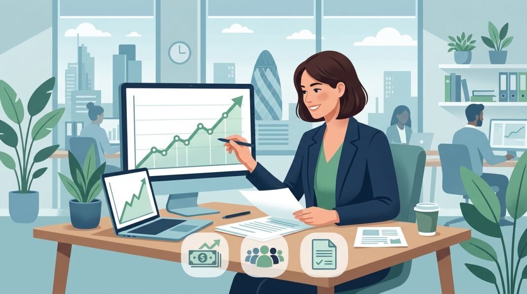 UK small business owner reviewing a growth and scaling strategy blueprint