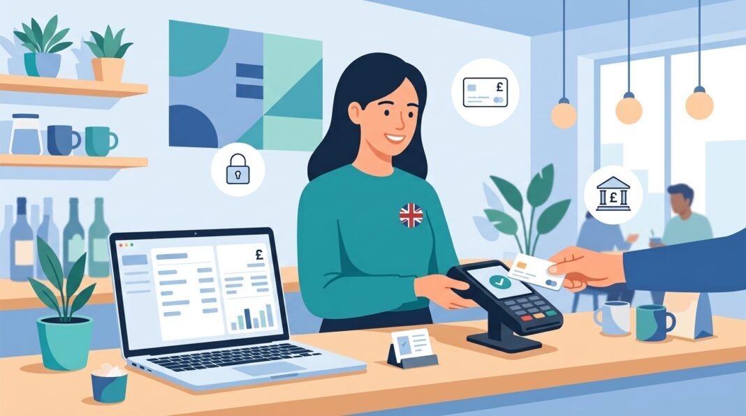 UK small business owner accepting card and online payments through a payment gateway