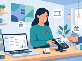 UK small business owner accepting card and online payments through a payment gateway