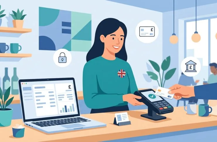 UK small business owner accepting card and online payments through a payment gateway