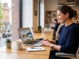 UK small business owner setting up an AI chatbot on their website