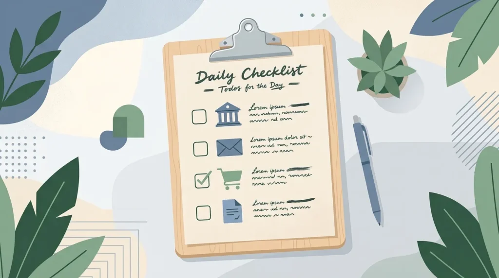 Illustration of a checklist representing post name-change tasks for a UK limited company