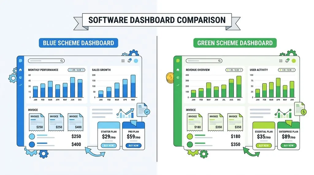Comparison graphic showing Xero and QuickBooks accounting software side by side