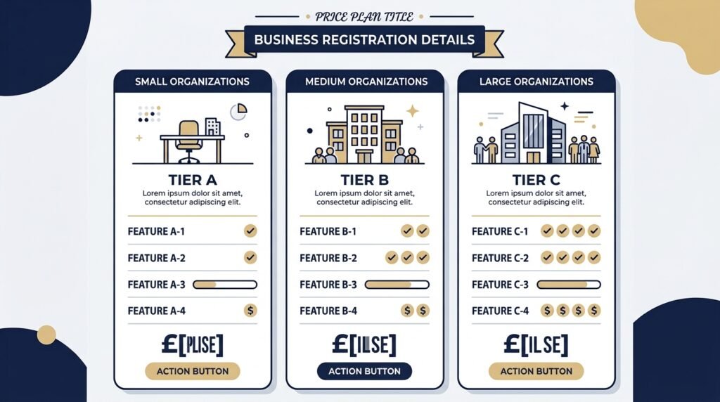 Comparison chart showing ICO data protection fee tiers for UK businesses