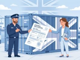 Illustration representing the process of applying for a UK EORI number for customs and trade
