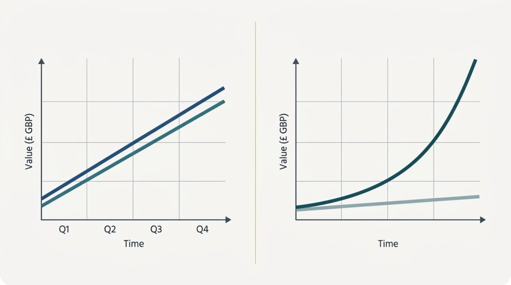  Diagram comparing business growing versus scaling in the UK

