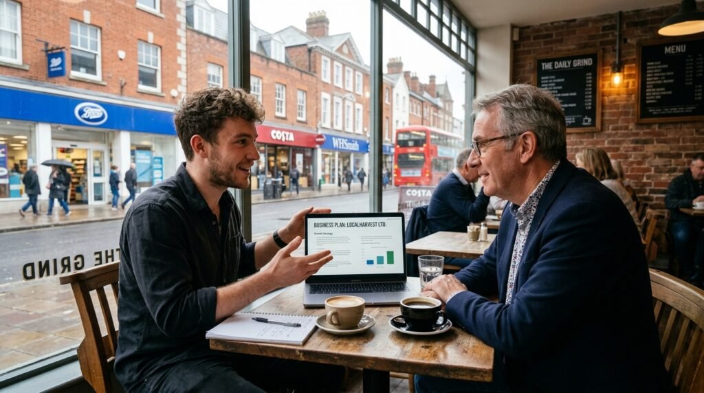 : Young UK entrepreneur meeting a King's Trust business mentor
