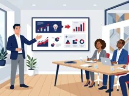 Founder pitching to venture capital investors in a UK meeting room