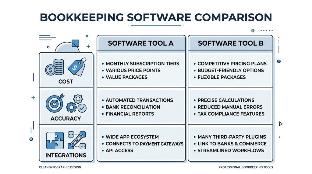 Comparison table showing pricing, features and ratings for two UK bookkeeping automation tools