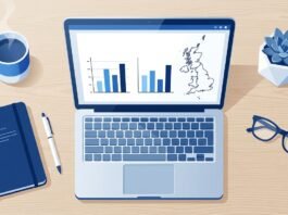 What is a Pitch Deck? The Ultimate UK Startup Fundraising UK startup founder reviewing a pitch deck presentation on a laptop