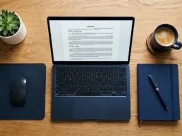 Laptop showing a legal document representing UK website terms and conditions