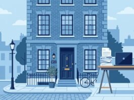 Illustration representing a UK virtual office address service for small businesses