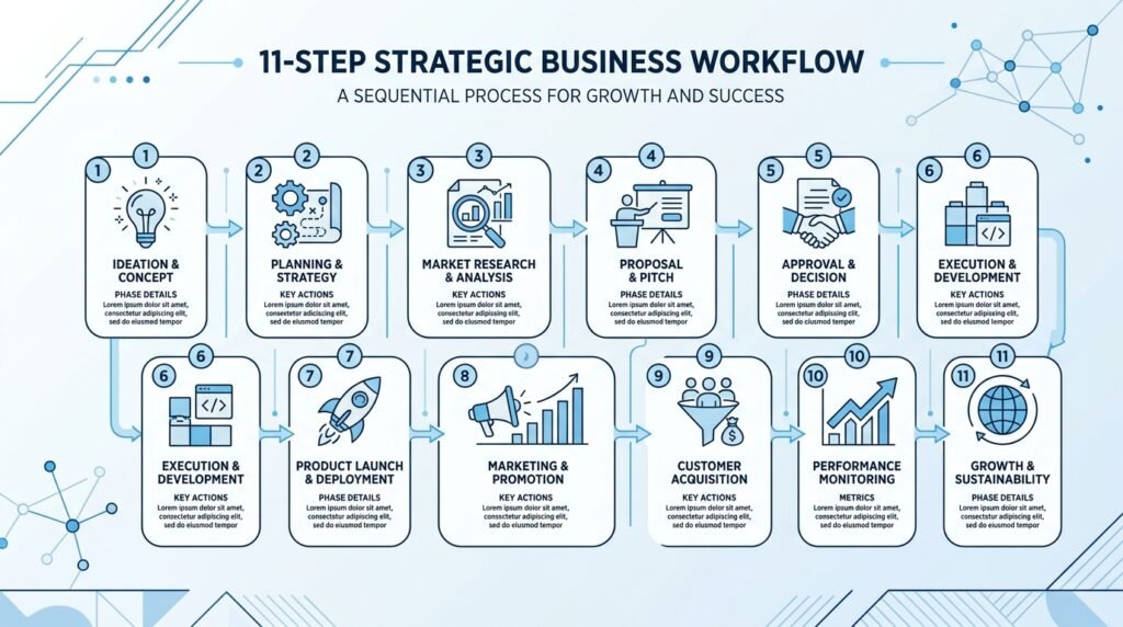  Infographic showing the 11-slide UK startup pitch deck structure