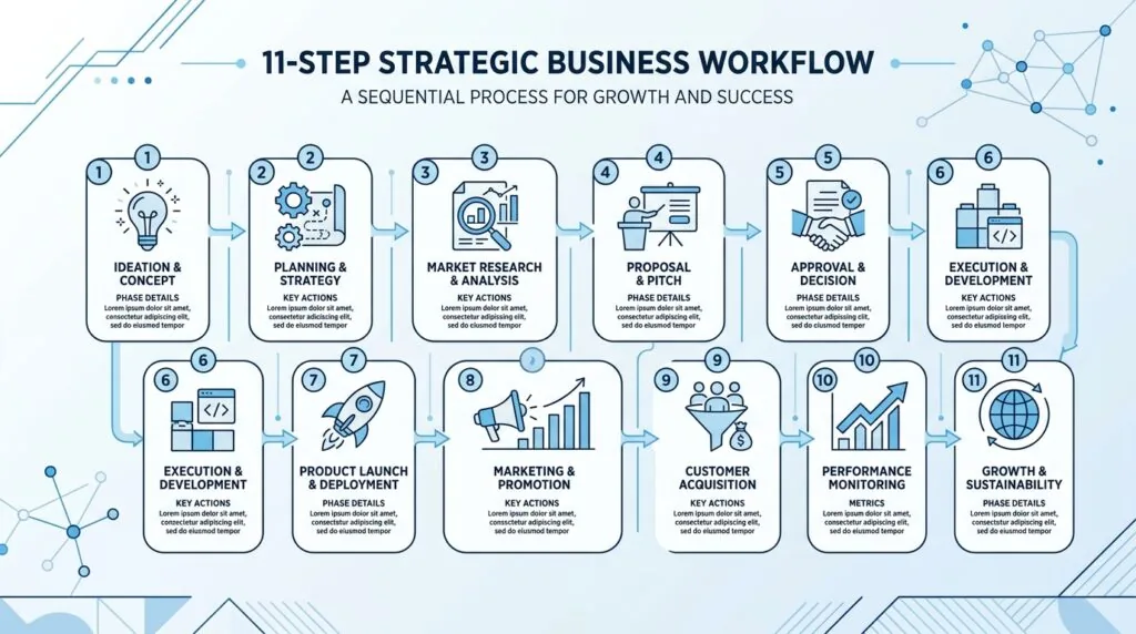  Infographic showing the 11-slide UK startup pitch deck structure