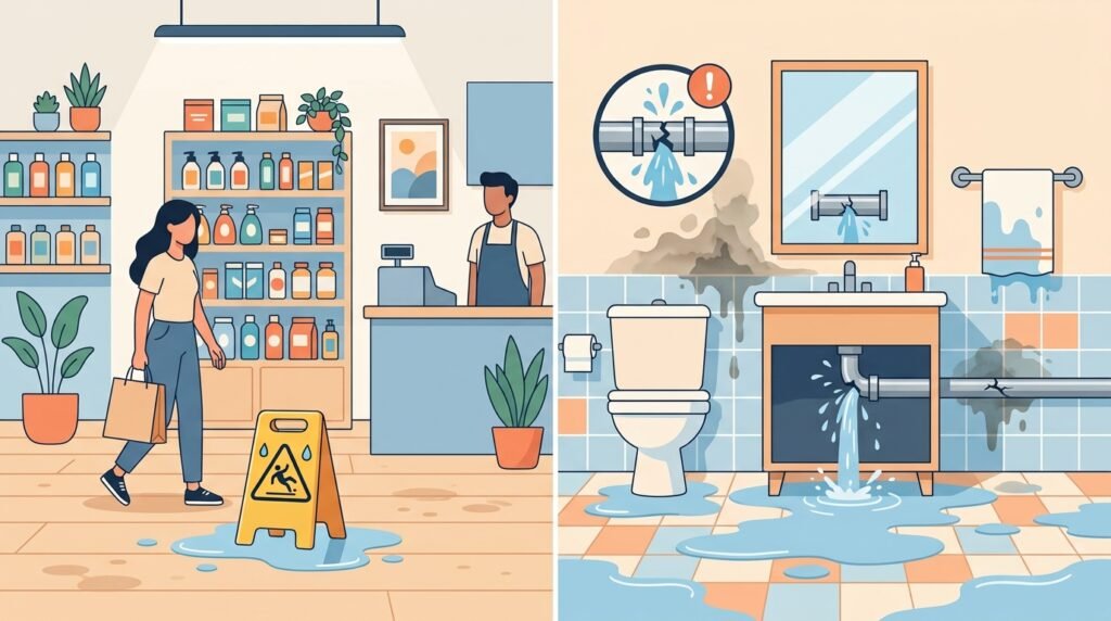 Illustration of common UK public liability insurance claim scenarios for small businesses