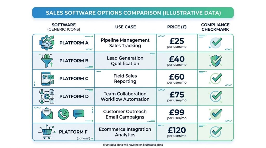 Comparison table of AI sales tools showing UK pricing and GDPR compliance status