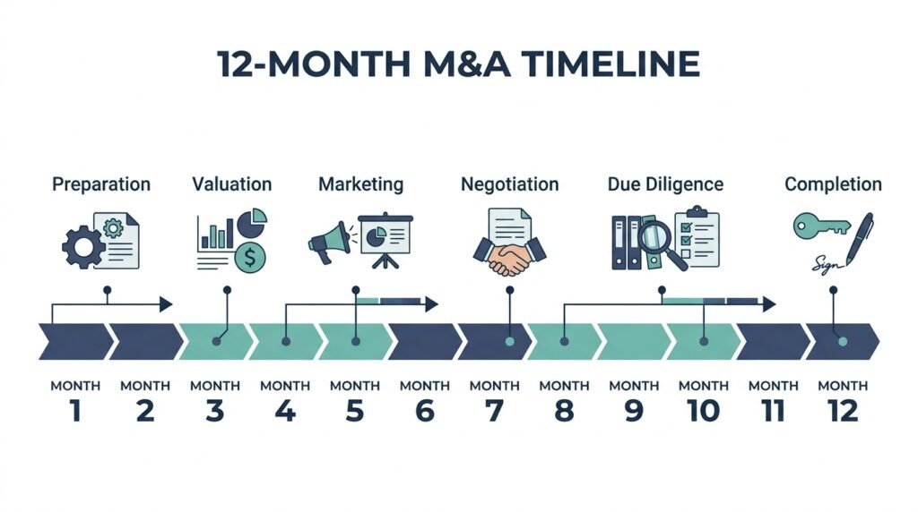 Timeline showing how long it takes to sell a small business in the UK
