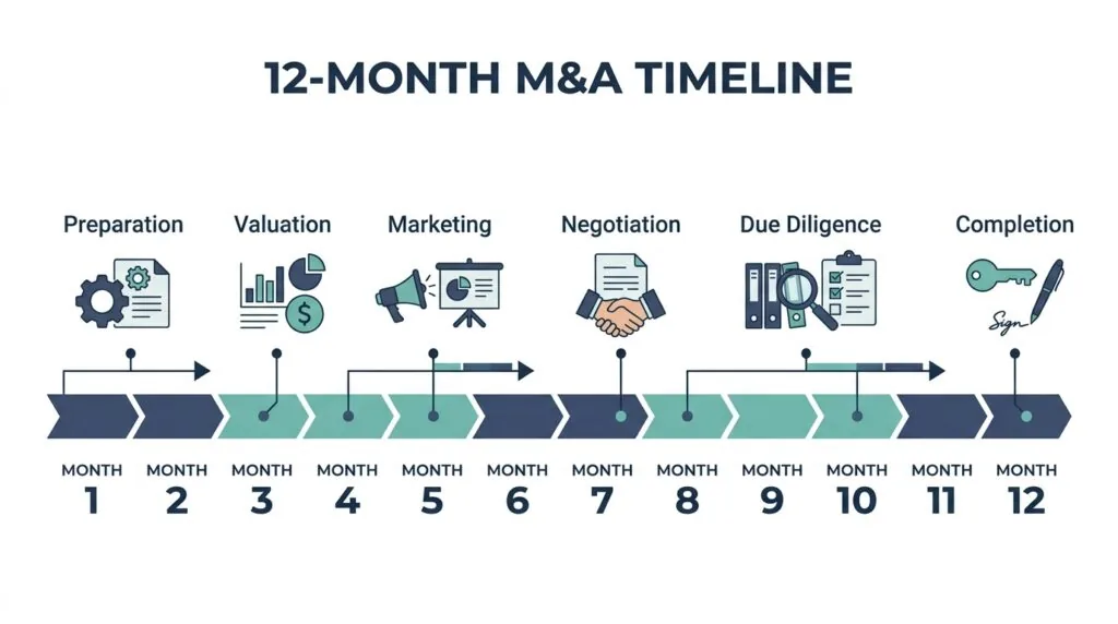 Timeline showing how long it takes to sell a small business in the UK